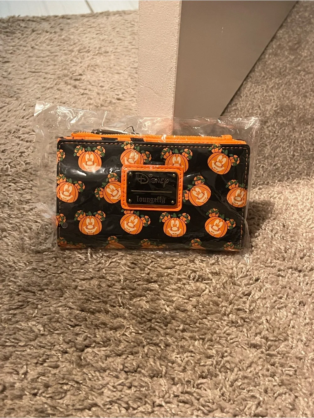 Disney Pumpkin Patch Zip Wallet in Black and Orange